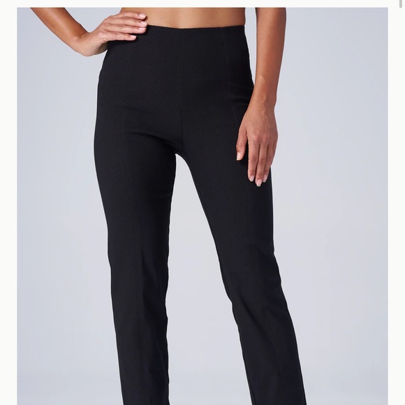 Franne Golde Black Straight Leg Pants with High-Rise Waist - Picture 1 of 2